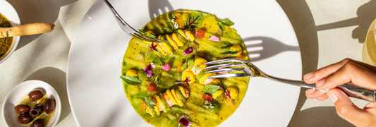 Huile d’olive et plat de chef