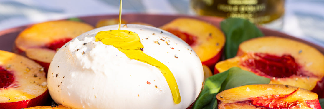 Huile d’olive basilic et burratta