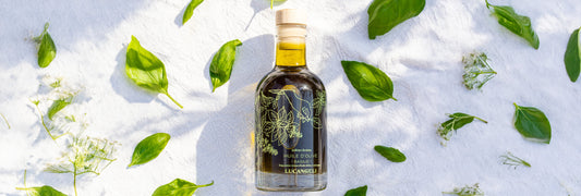 Huile d’olive pressées basilic