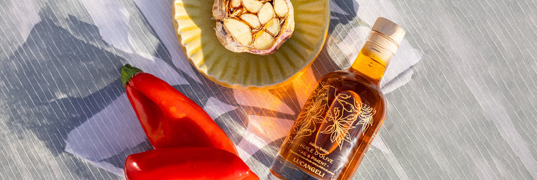 Huile d'olive pressées ail et piment