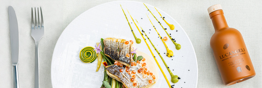 Repas gastronomique et huile d'olive