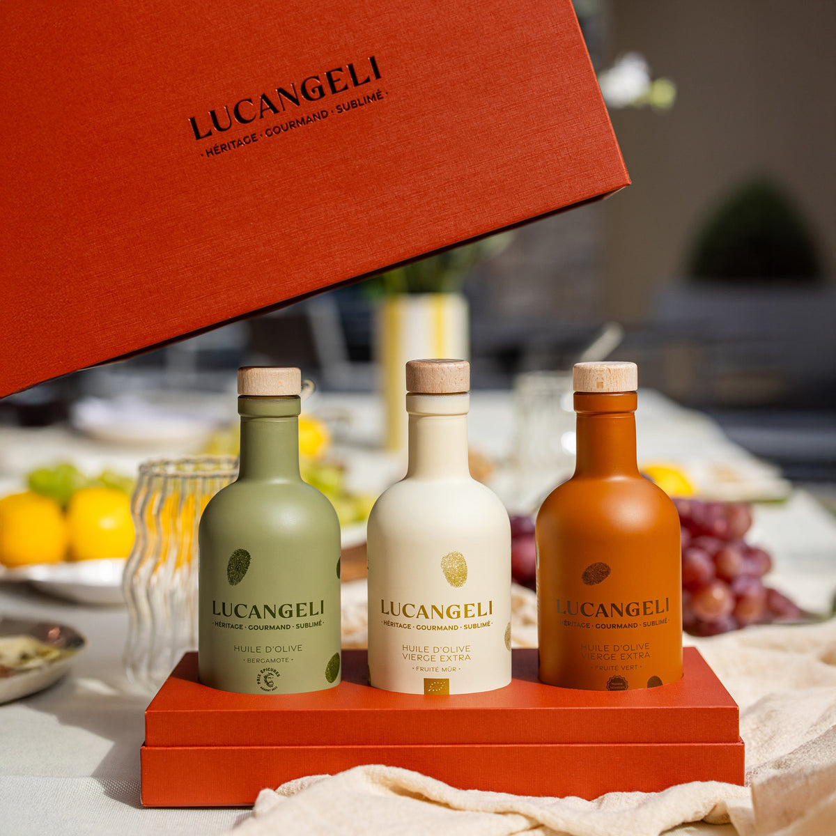 Coffret cadeau trio d'huiles d'olive de Calabre