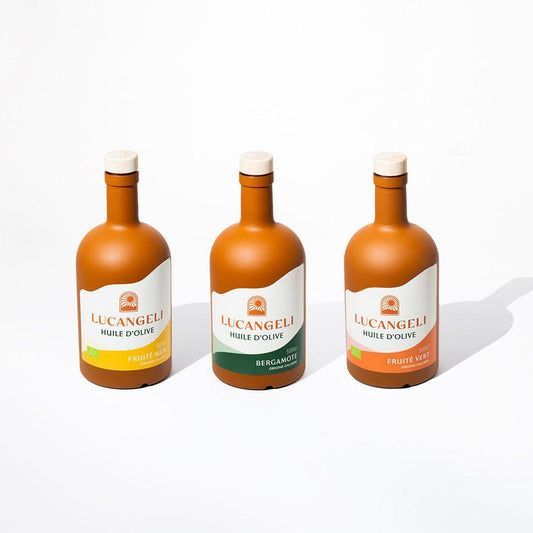 TRIO TERRACOTTA - 3 BOUTEILLES D'HUILE D'OLIVE 500 ML - lucangeli.co